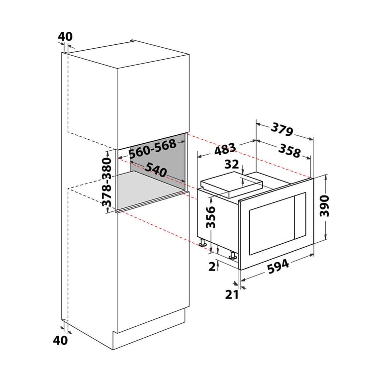 Micro ondes encastrable 25 Indesit MWI125GX TU Unique - vue 3