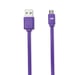 WE 1m Cable Plano Micro USB Reversible - Conector Ultra Resistente - Carga Rápida para Samsung Huawei Nexus Sony - Morado