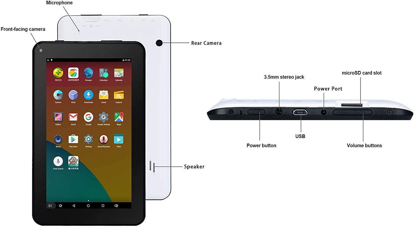 Tablette enfant 7 pouces Android 6.0 Quad Core 40Go Rose