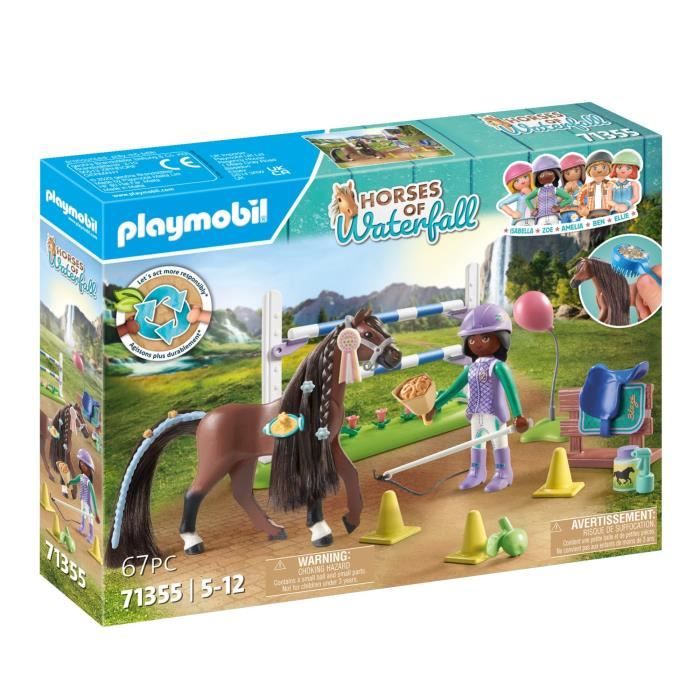 PLAYMOBIL 71355 Zoe & Blaze avec parcours d'obstacles, Horses of Waterfall, 67 pieces, Des 5 ans - Neuf