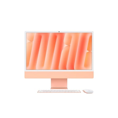 Apple iMac 24 écran rétina 4,5K 256 Go SSD 16 Go RAM Puce M4 CPU 8 cœurs GPU 8 cœurs Orange