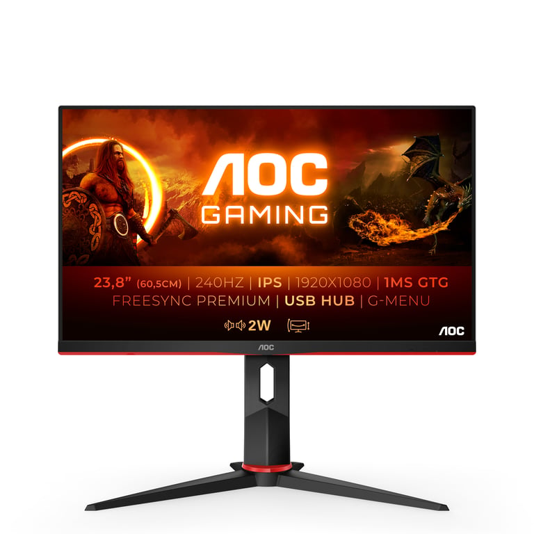 AOC G2 24G2ZU/BK LED display 60,5 cm (23.8 ) 1920 x 1080 pixels Full HD Noir, Rouge - Neuf