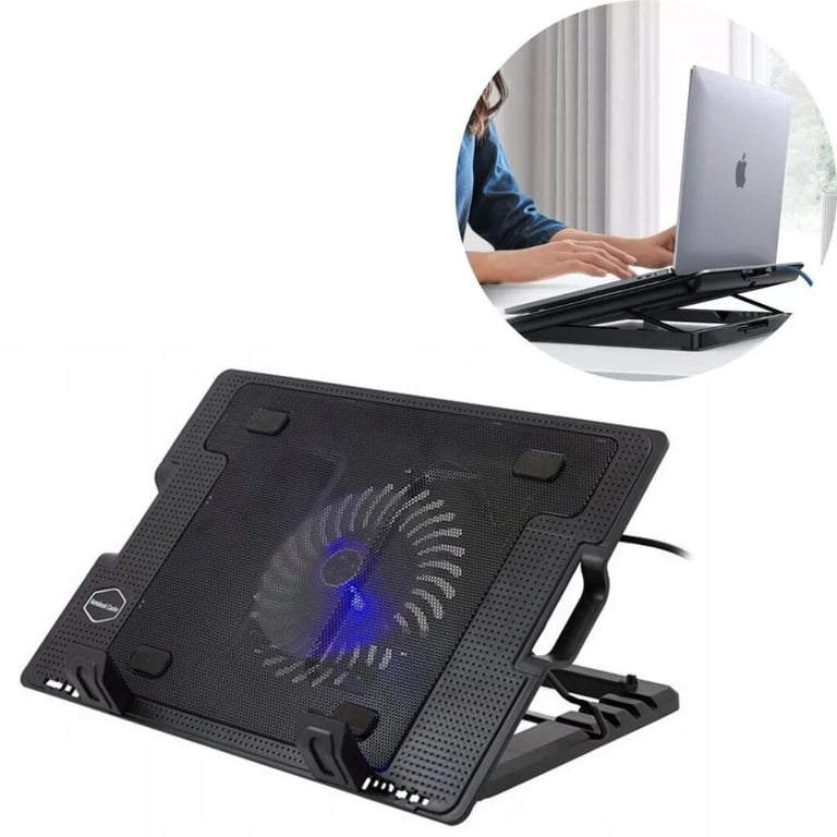 Riff RF-0092 Refroidisseur portable 2 en 1 et support à angle réglable parfait pour ordinateur portable (12-17) avec câble USB