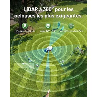 MAMMOTION LUBA 3 AWD 5000 Robot Tondeuse sans fil périphériqueLiDAR 360°+NetRTK+vision IA dual caméra jusquà 5000m²Pente 80% - vue 3