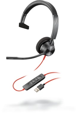 POLY 3310 Auricular con cable Diadema Llamada/Música USB Tipo-A Negro