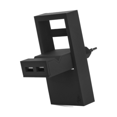 ROCK Negro - Cargador de bolsillo 2 en 1 / cargador USB y estación de carga