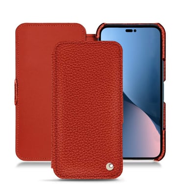 Housse cuir Apple iPhone 14 Plus - Rabat horizontal - Orange - Cuir grainé