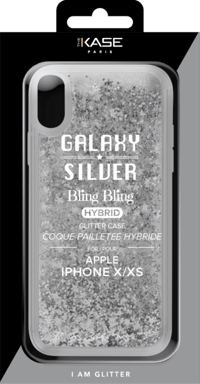 Custodia ibrida Bling Bling Glitter per Apple iPhone X/XS, Silver Galaxy