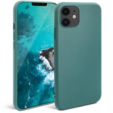 Moozy Minimalist Series Coque en silicone pour iPhone 11, Bleu Gris – Finition mate fine et souple en TPU