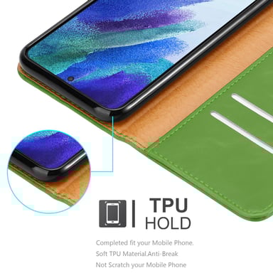 Coque pour Samsung Galaxy S22 en VERT PRÈ Housse de protection Étui avec fermeture magnétique, fonction de support et compartiment pour carte