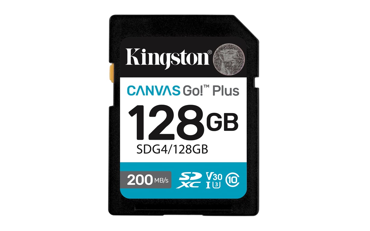 Kingston Technology Canvas Go! Plus 128 Go SDXC Canvas Go Plus Gen4 200 Mo/s C10 UHS-I U3 V30 - Neuf