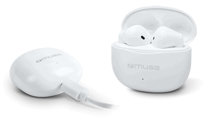 Muse M-270 TWS auricular y casco Auriculares True Wireless Stereo (TWS) Dentro de oído Llamadas/Música Bluetooth Blanco