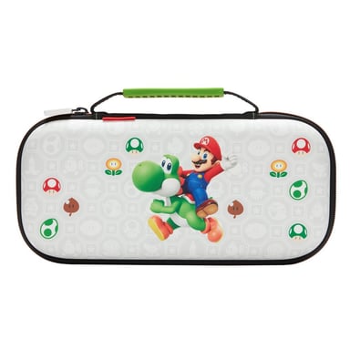 Étui de protection rigide PowerA Mario & Yoshi pour Nintendo Switch 2, coque blanche avec fermeture zippée et poignée intégrée