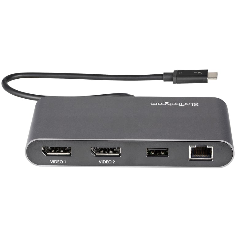 StarTech.com Mini Station d'Accueil Thunderbolt 3 Dock Portable pour Deux Écrans avec DP 4K 60Hz 1x hub USB A USB 3.05 Gbps GbE Câble de 28 cm Adaptateur Multiport TB3 MacWindows Neuf - vue 2