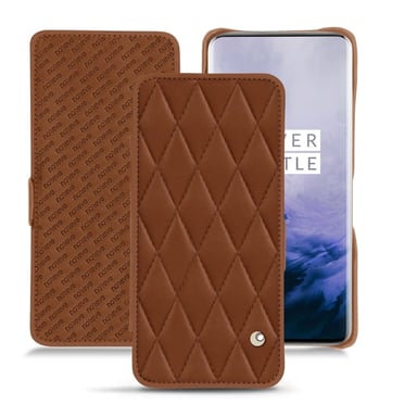 Housse cuir OnePlus 7 Pro -  - Marron - Cuir lisse couture