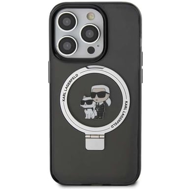 Étui Karl Lagerfeld pour iPhone 15 Pro Max 6.7'' noir étui rigide Ring Stand Karl&Choupettte MagSafe