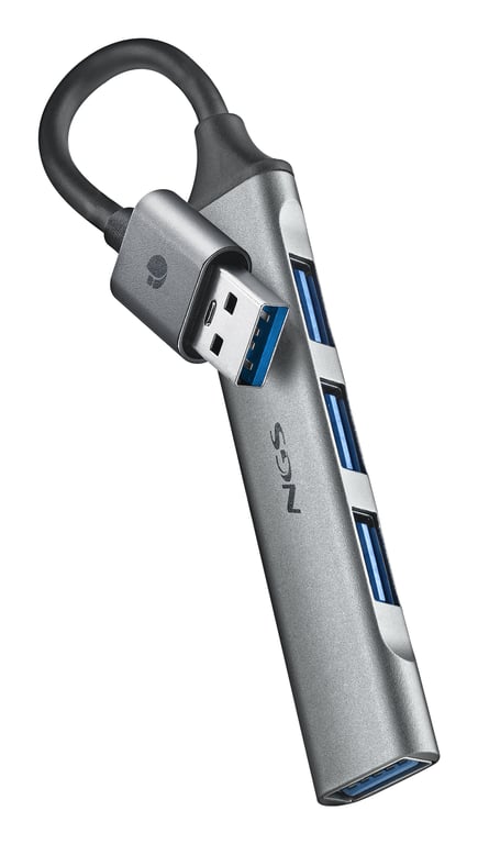 NGS IHUB4 MICRO USB 3.2 Gen 1 (3.1 Gen 1) Type-A 5000 Mbit/s Argent - Neuf