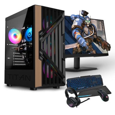 Pc Gaming Pack completo - Ryzen 5 5600G, RAM 16 GB, M.2 512 GB, Gráfica integrada, Monitor 24'' FHD, ratón, Teclado, Alfombrilla, cascos, Windows 11 Pro, Wifi, PC Gamer