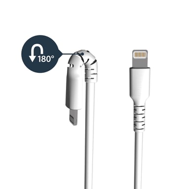 StarTech.com Cable Resistente USB-A a Lightning de 1 m Blanco - Cable de Alimentación y Sincronización USB Tipo A a Lightning con Fibra de Aramida Rob