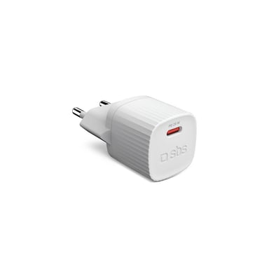 Chargeur pour téléphone mobile Sbs secteur plastique recyclé GaN PD 25 W USB C Blanc - Neuf