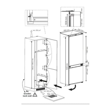 Frigorífico encastrable BEKO - 2 puertas - 400L - Refrigeración ventilada