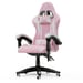 Silla gaming reclinable de cuero sintético con respaldo alto, reposacabezas y soporte lumbar - Rosa y blanco