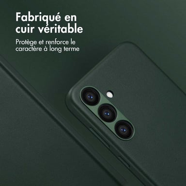 Accezz Coque arrière en cuir avec MagSafe pour Samsung Galaxy S24 Plus - Cedar Green