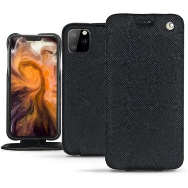 Housse cuir Apple iPhone 11 Pro Max - Rabat vertical - Noir - Cuir saffiano