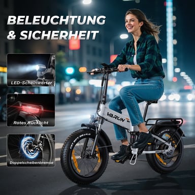 Vélo électrique pliant VARUN S20-2 tout suspendu 20 pouces avec batterie 48 V 13 Ah