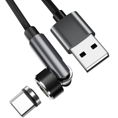 Cable de carga magnético USB-C 3A Carga rápida 2 m Black