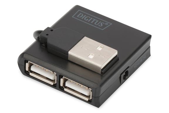 Digitus DA-70217 Mini Hub 4 porte USB 2.0 .Per PC o MAC cavo incluso per Windows 7 8 10 Vista XP e Mac OS 10.x Le dimensioni ridottissime e il cavo incluso lo rendono ideale per l'uso in viaggio anche in valigia o in tasca.Supporta Media Copy Hot