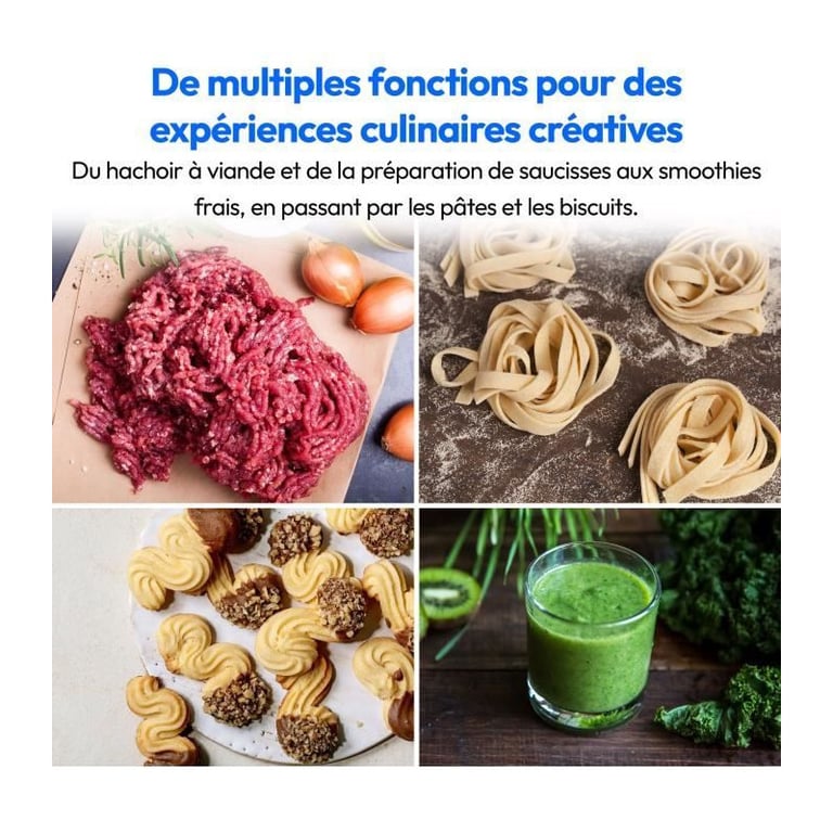 Robot Pâtissier 3 en 1 MEDION MD18430 1200W – Bol 5L, 8 Vitesses, Fonction Hachoir - vue 3