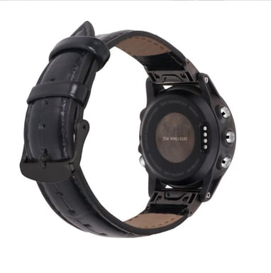 Bracelet de montre en cuir véritable pour Garmin Fenix 7X 7S Black 20 mm