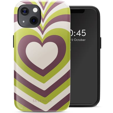Selencia Coque arrière Vivid avec MagSafe pour Apple iPhone 13 - Double Hearts Plum Fern