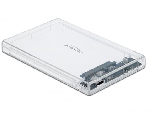 DeLOCK Boitier externe pour SATA HDD / SSD 2.5? avec USB Type-C femelle, transparent - pas d'outil