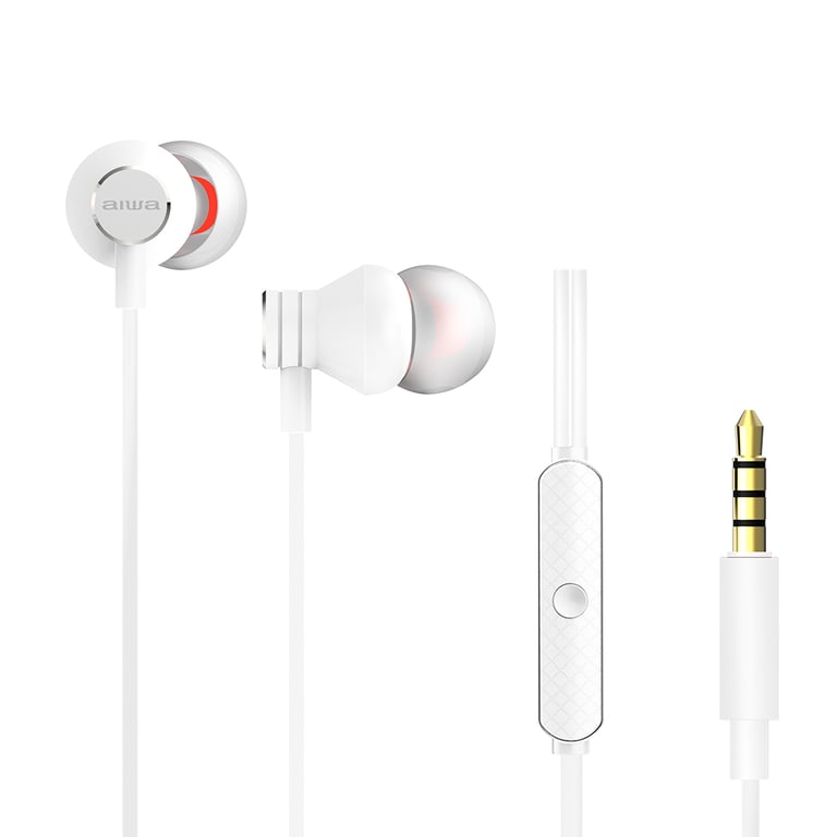 Casque Aiwa ESTM-50WT – Avec Fil, Écouteurs pour Appels/Musique, 1,2m