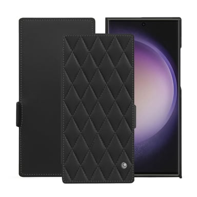 Housse cuir Samsung Galaxy S24 Ultra -  - Noir - Cuir lisse couture