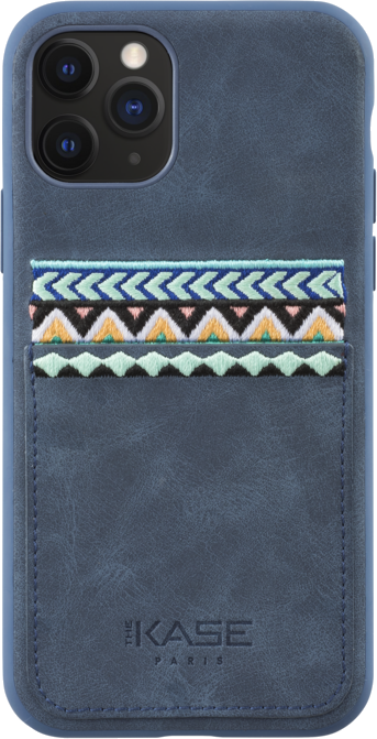 Coque slim Bohème avec fente pour carte de crédit pour Apple iPhone 11 Pro, Bleu persan