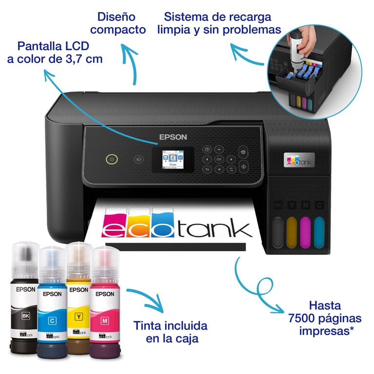 Epson EcoTank ET-2870 Jet d'encre A4 5760 x 1440 DPI 33 ppm Wifi - Neuf