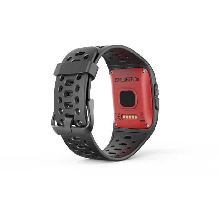 WEE PLUG Explorer 3s Montre Connectée - GPS - Cardio - Bluetooth -  Multisports - IP68 - Noir/Rouge