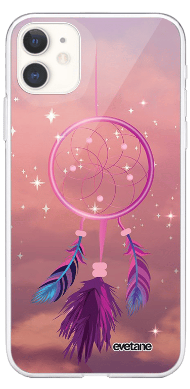 Evetane Coque Apple iPhone 11 360 intégrale transparente Motif Attrape rêve rose Tendance