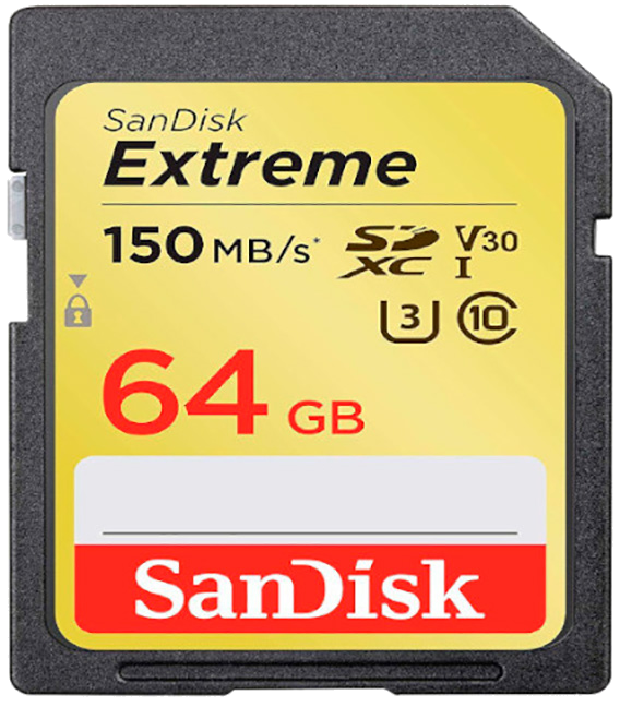 SanDisk Extreme 64Go SDXC - Carte de mémoire 150MB/s, Class 10, U3, V30