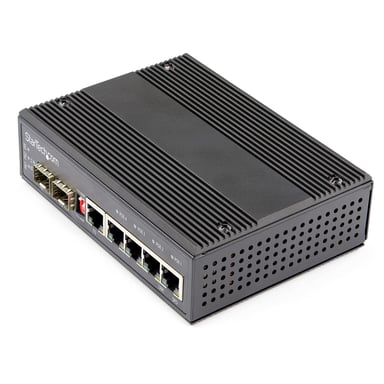 StarTech.com Switch Gigabit Ethernet Industriel 6 Ports - 4 x PoE RJ45 + 2 Slots SFP 30W PoE+ 12-48VDC 10/100/1000 - Switch LAN Power Over Ethernet Robuste -40C à 75C - Montage DIN - Neuf