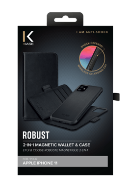 Robusta custodia magnetica e guscio 2 in 1 per Apple iPhone 11, nero onice