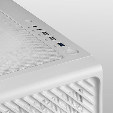 Mars Gaming MC-F, Semitorre Gaming ATX, Ventana Completa Cristal Templado, Frontal Metal-Mesh, 4X Ventiladores ARGB 120mm, Blanco