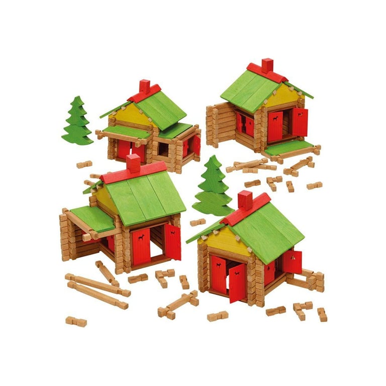 JEUJURA Jeu de construction chalet en bois 95 pièces Naturel et teinté Jaune Neuf - vue 2