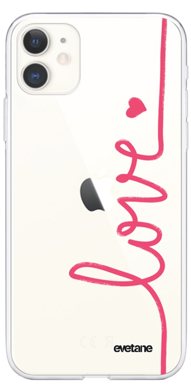 Evetane Coque Apple iPhone 11 360 intégrale transparente Motif Love Tendance