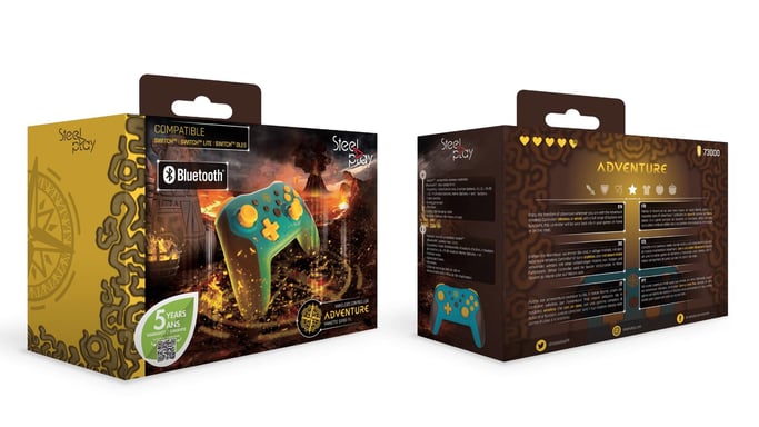 Lexip Adventure Classic Marrón, Turquesa, Amarillo Bluetooth Controlador de movimiento Analógico/Digital Nintendo Switch, Nintendo Switch Lite, Ninten