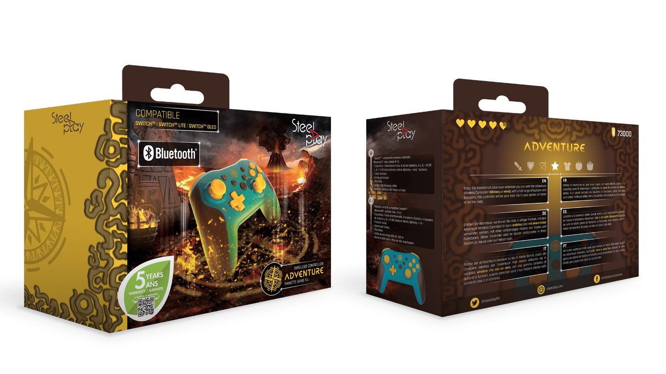 Manette sans fil Adventure pour Nintendo Switch bluetooth jaune - vue 3