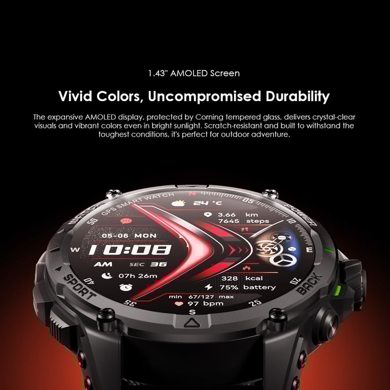 Montre Connectée oraimo Watch GT : GPS Satellite Écran AMOLED 1 43? et Autonomie de 25 Jours Neuf - vue 2